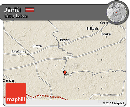 Shaded Relief 3D Map of Jānīši
