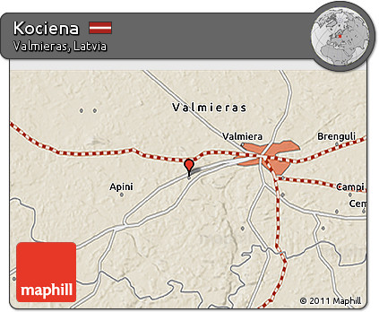 Shaded Relief 3D Map of Kociena