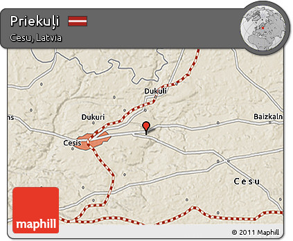 Shaded Relief 3D Map of Priekuļi