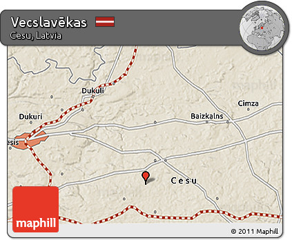 Shaded Relief 3D Map of Vecslavēkas