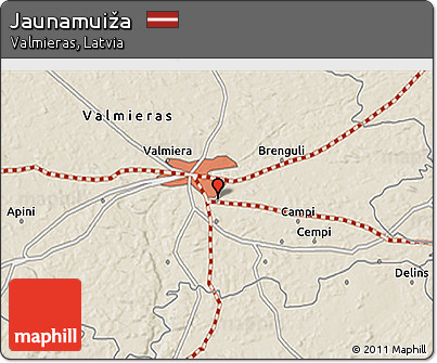 Shaded Relief 3D Map of Jaunamuiža
