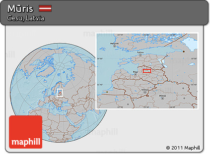 Gray Location Map of Mūris, hill shading