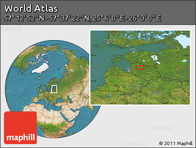 Satellite Location Map of the Area around 57° 25' 7" N, 25° 34' 30" E