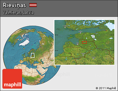 Satellite Location Map of Rieviņas