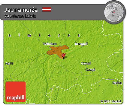 Physical Map of Jaunamuiža