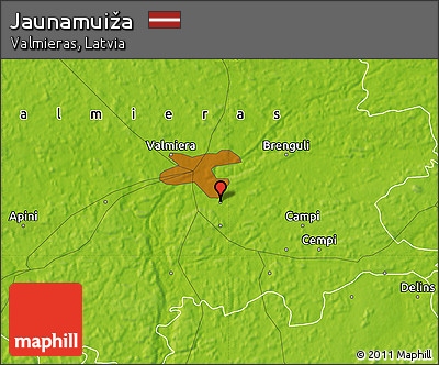 Physical Map of Jaunamuiža