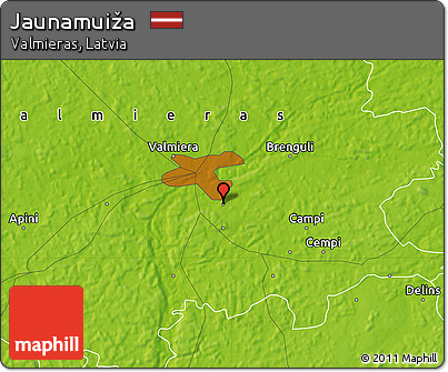 Physical Map of Jaunamuiža