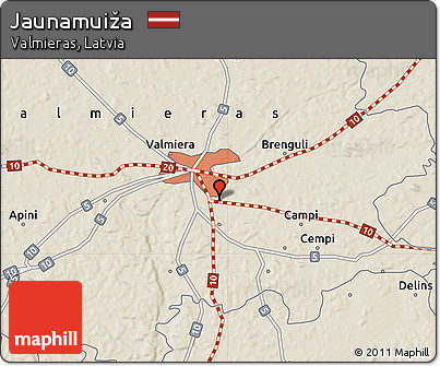 Shaded Relief Map of Jaunamuiža