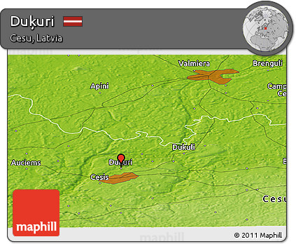 Physical Panoramic Map of Duķuri