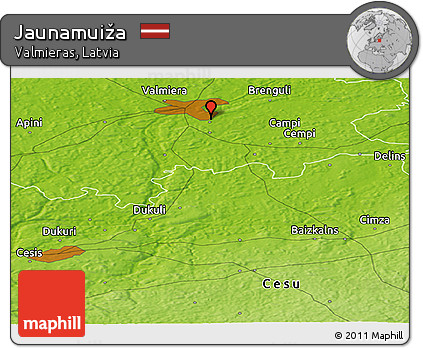 Physical Panoramic Map of Jaunamuiža