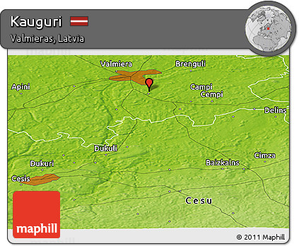 Physical Panoramic Map of Kauguri