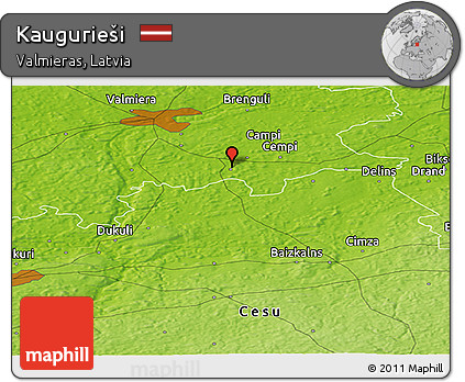 Physical Panoramic Map of Kaugurieši