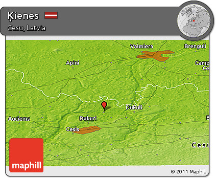 Physical Panoramic Map of Ķienes