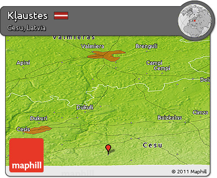 Physical Panoramic Map of Kļaustes