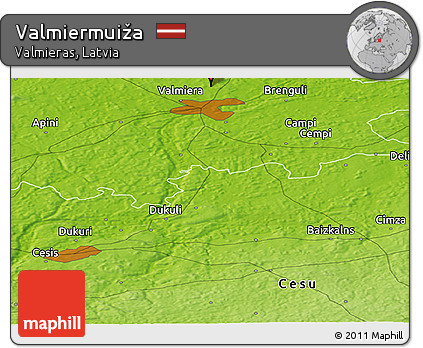 Physical Panoramic Map of Valmiermuiža