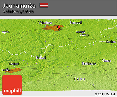 Physical Panoramic Map of Jaunamuiža