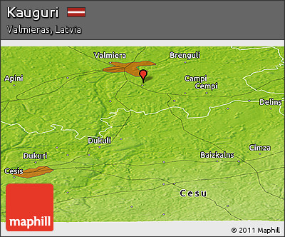 Physical Panoramic Map of Kauguri