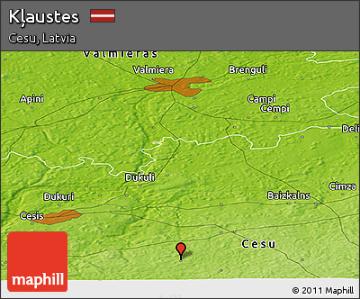 Physical Panoramic Map of Kļaustes