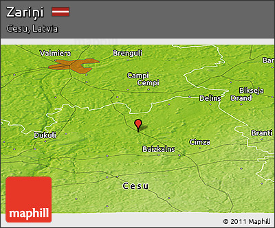Physical Panoramic Map of Zariņi