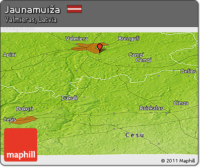 Physical Panoramic Map of Jaunamuiža