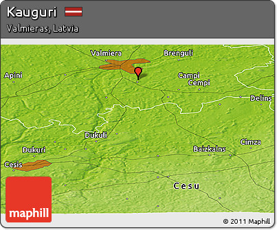 Physical Panoramic Map of Kauguri