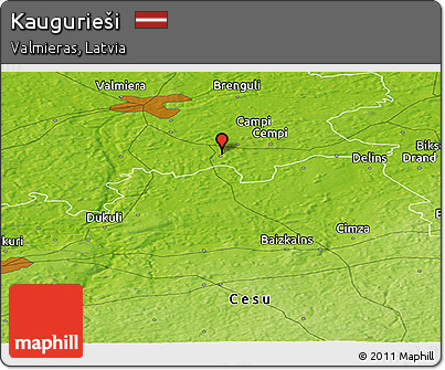 Physical Panoramic Map of Kaugurieši