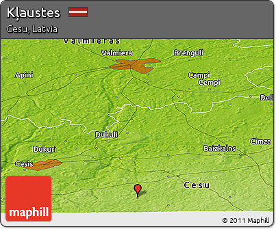 Physical Panoramic Map of Kļaustes