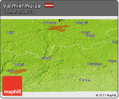 Physical Panoramic Map of Valmiermuiža