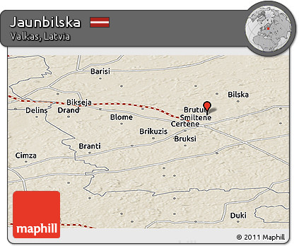 Shaded Relief Panoramic Map of Jaunbilska