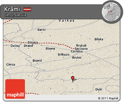 Shaded Relief Panoramic Map of Krāmi