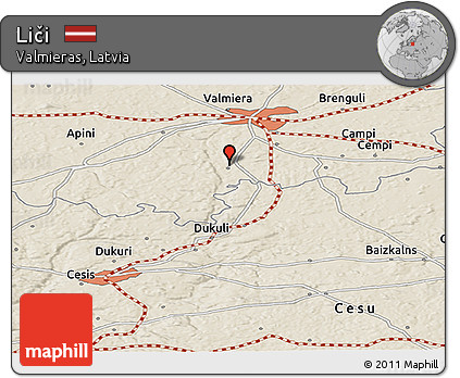 Shaded Relief Panoramic Map of Liči