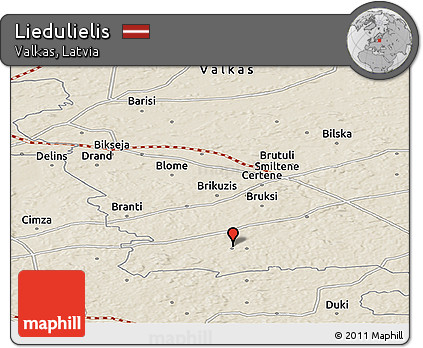 Shaded Relief Panoramic Map of Liedulielis