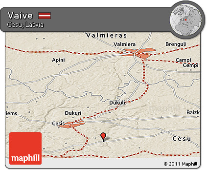 Shaded Relief Panoramic Map of Vaive