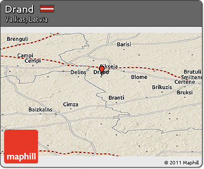 Shaded Relief Panoramic Map of Drand