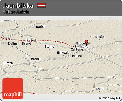 Shaded Relief Panoramic Map of Jaunbilska