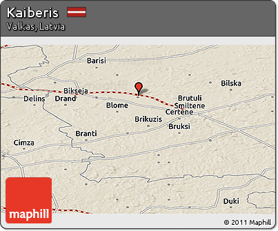 Shaded Relief Panoramic Map of Kaiberis