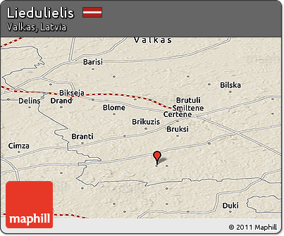 Shaded Relief Panoramic Map of Liedulielis