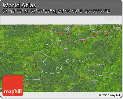 Satellite 3D Map of the Area around 57° 25' 7" N, 26° 25' 29" E