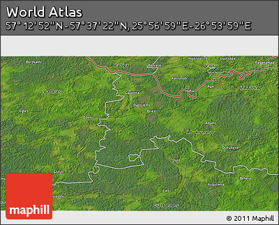Satellite 3D Map of the Area around 57° 25' 7" N, 26° 25' 29" E