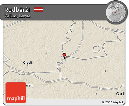 Shaded Relief 3D Map of Rudbārži