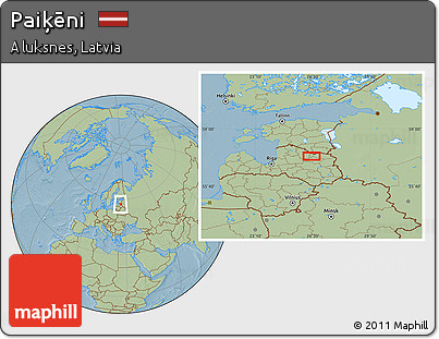 Savanna Style Location Map of Paiķēni, hill shading