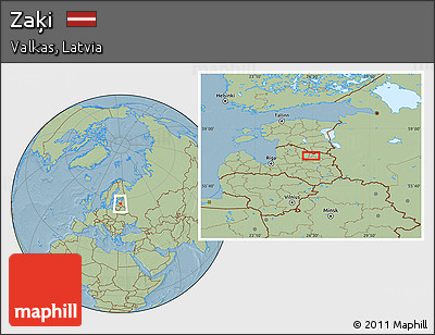 Savanna Style Location Map of Zaķi, hill shading