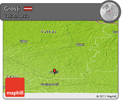 Physical Panoramic Map of Grošļi