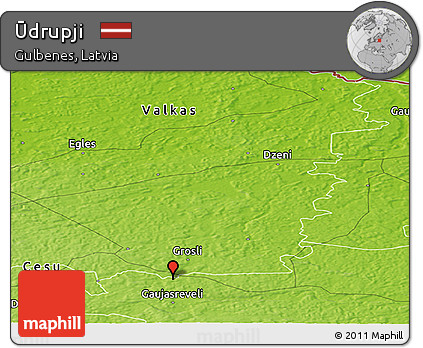 Physical Panoramic Map of Ūdrupji