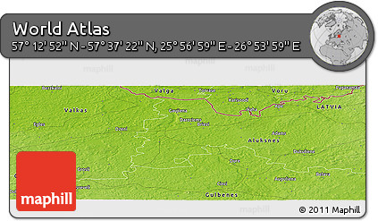 Physical Panoramic Map of the Area around 57° 25' 7" N, 26° 25' 29" E