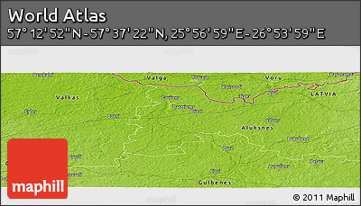 Physical Panoramic Map of the Area around 57° 25' 7" N, 26° 25' 29" E