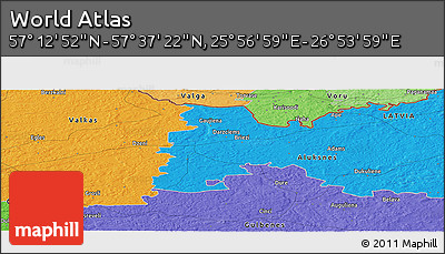 Political Panoramic Map of the Area around 57° 25' 7" N, 26° 25' 29" E