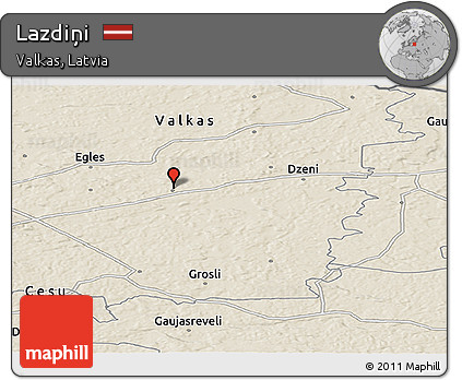 Shaded Relief Panoramic Map of Lazdiņi