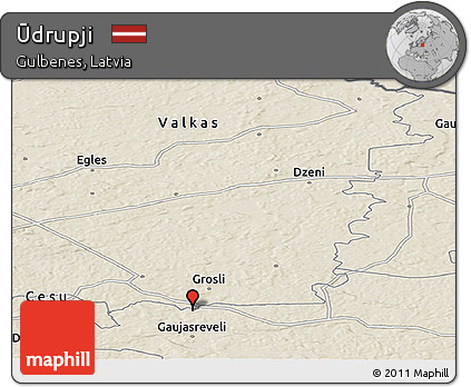 Shaded Relief Panoramic Map of Ūdrupji