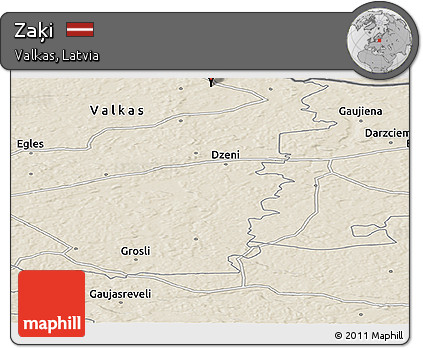 Shaded Relief Panoramic Map of Zaķi